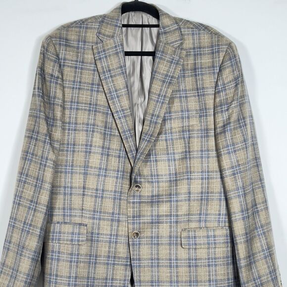 TailoRed Loro Piana Blazer Mens Sz 44R Plaid 2 Button Silk Wool Linen Blend - Picture 2 of 16